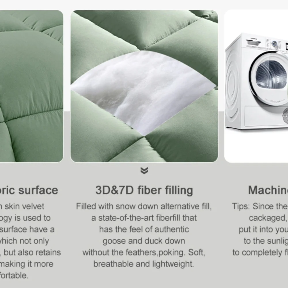 HYLEORY Sage Green All Season Twin Size Bed Comforter - Cooling Down - Picture 3 of 10